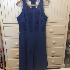City Chic Cobalt Blue Chiffon Lace Detail Dress